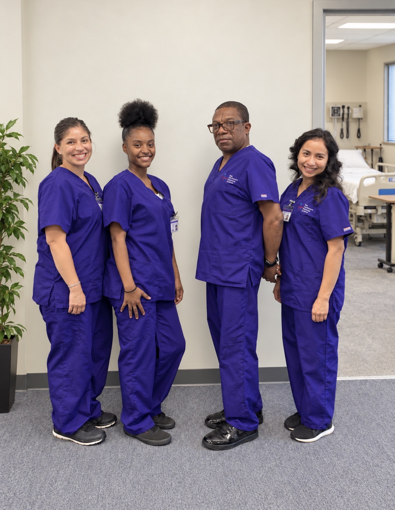 Bell Healthcare Training School’s very first class, pictured in purple scrubs