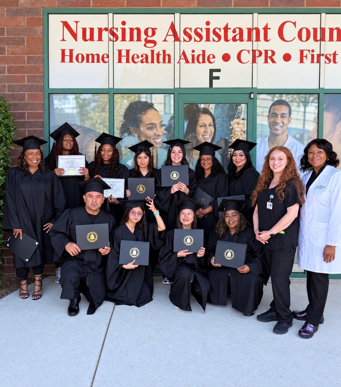 Bell graduates and staff celebrating together